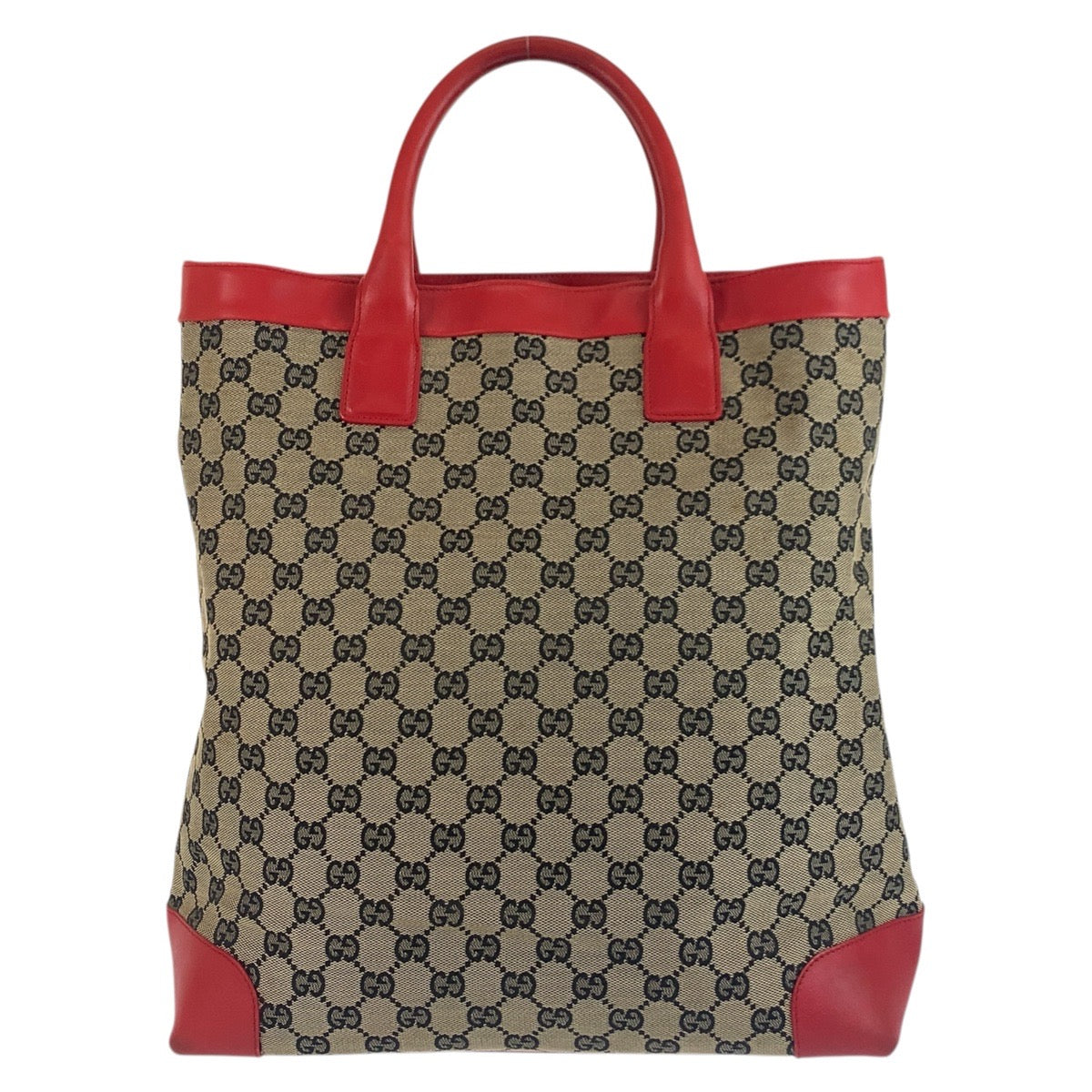 GUCCI Tote Bag 002 1121 GG canvas, leather Beige red Women