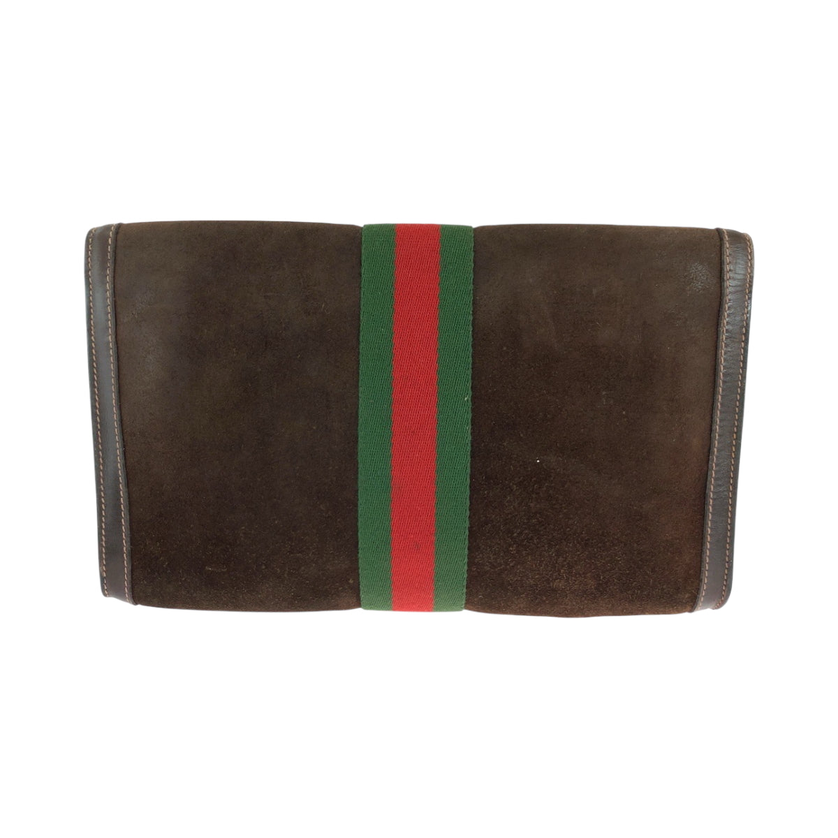 GUCCI Clutch bag Suede, Leather Brown Red Green GoldMetal Clutch bag business bag GUCCI PARFUMS Old Gucci Sherry Line Women
