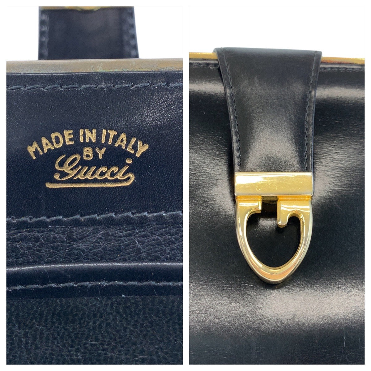 GUCCI Shoulder Bag leather Black GoldMetal ChainShoulder Bag Old Gucci Women