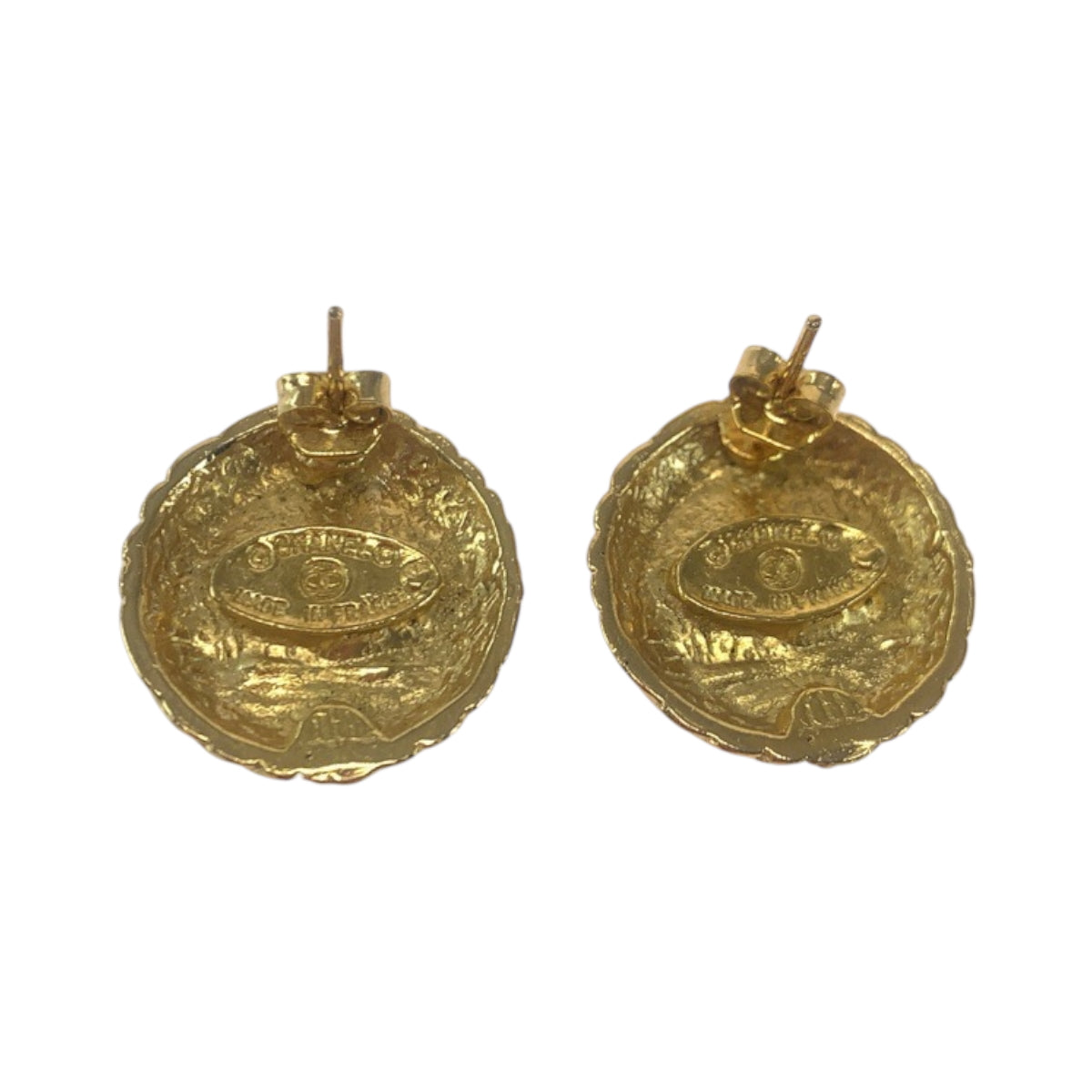 CHANEL Pierce plating Gold Black GoldMetal COCO Mark Women