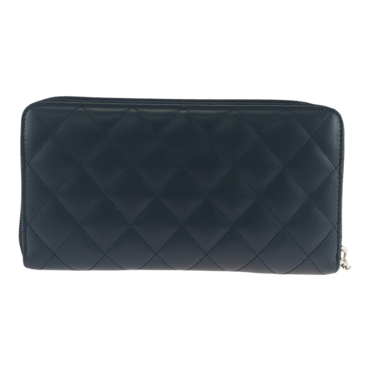 CHANEL Long Wallet Purse Leather, Patent Leather Black Silver Metal Long Wallet Purse Cambon line COCO Mark Women