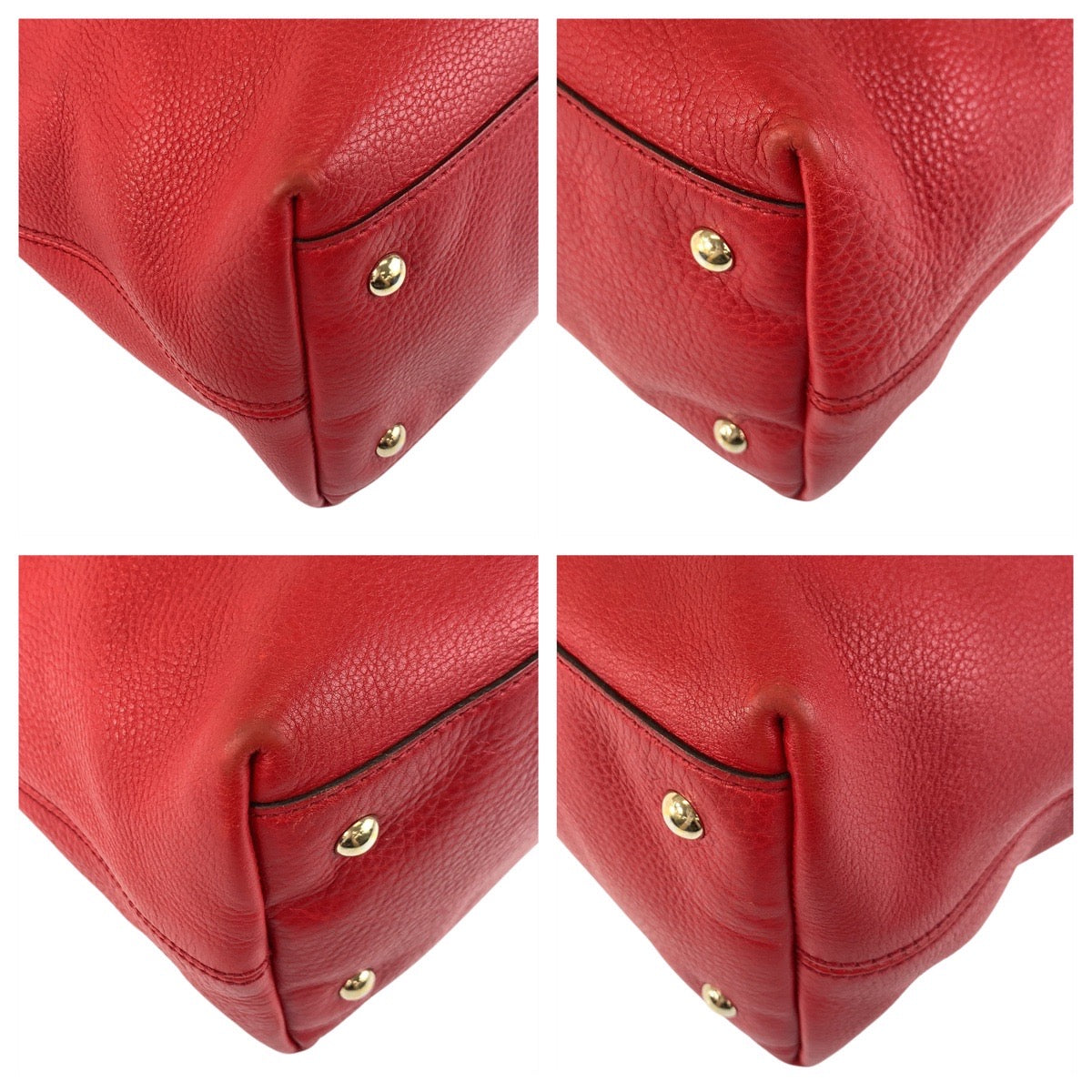 GUCCI Tote Bag 282303 leather Red Gold Metal Tote Bag handbag Soho Women