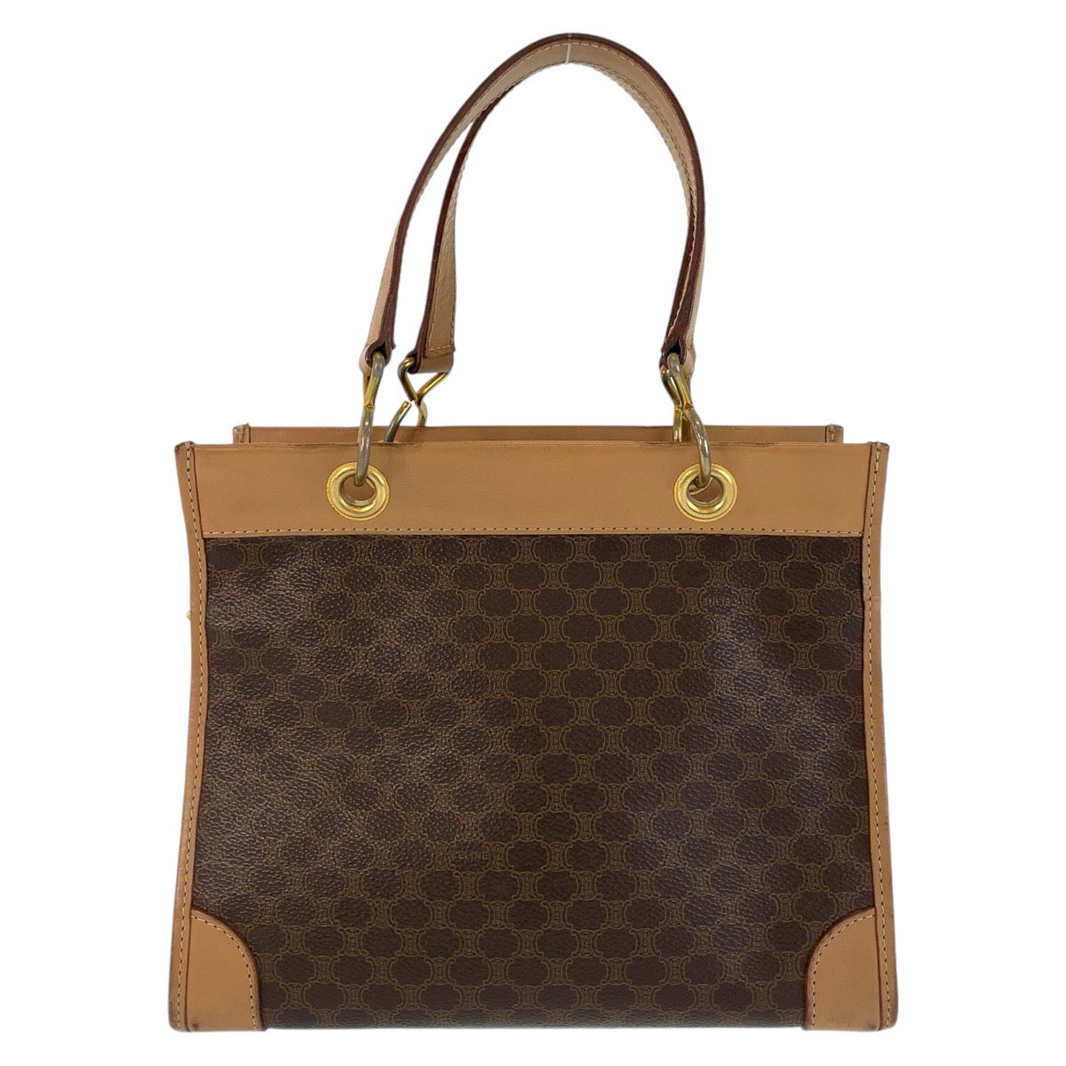 CELINE Handbag PVC, Leather Brown Gold Metal Handbag Tote Bag Macadam Women