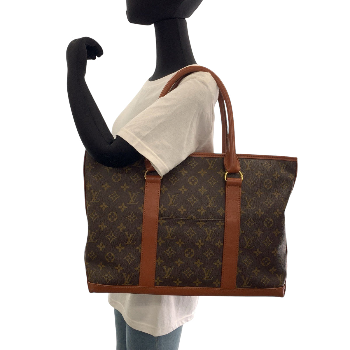 LOUIS VUITTON Tote Bag M42425 PVC Brown Gold Metal Tote Bag Shoulder Bag Monogram Weekend PM mens(Unisex)