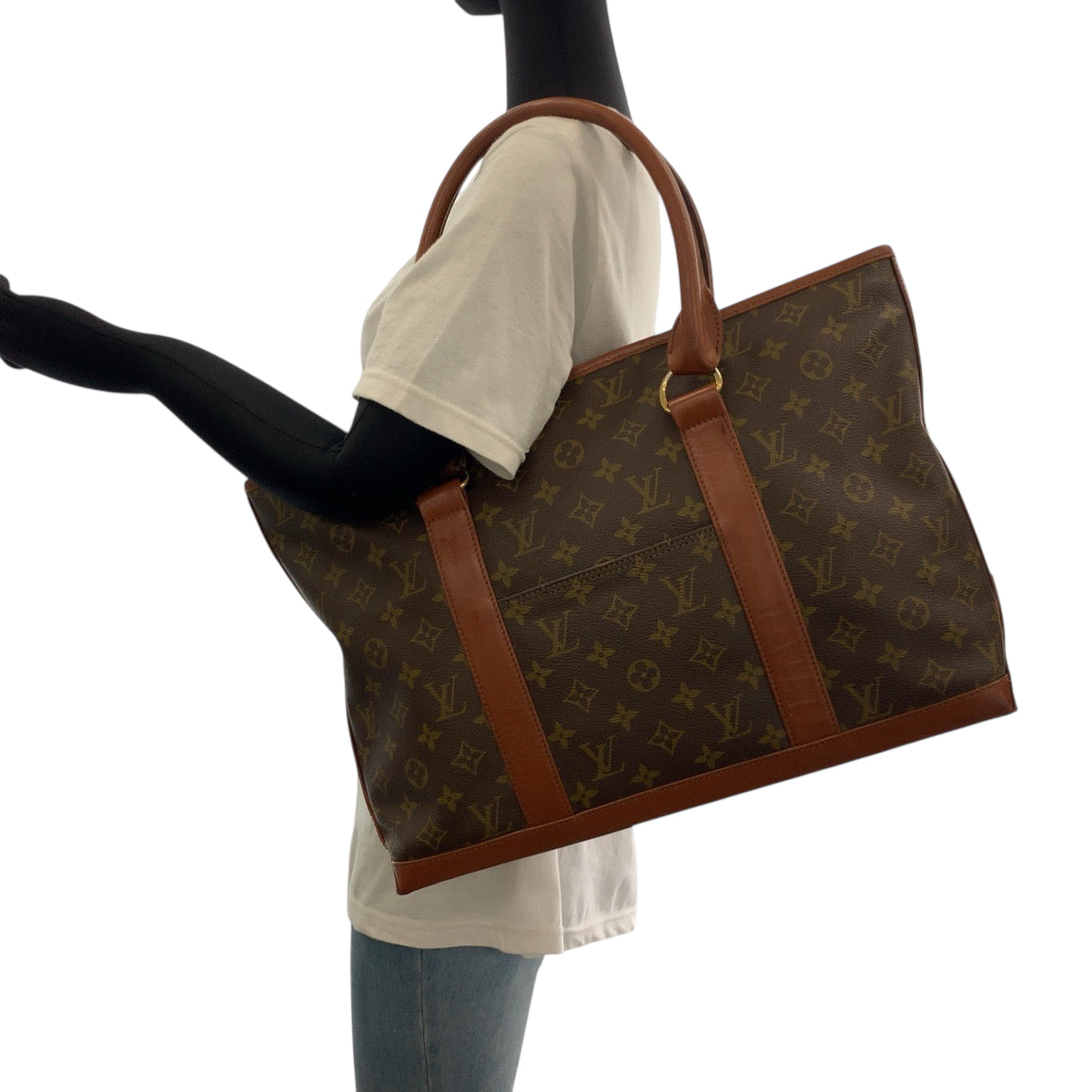 LOUIS VUITTON Tote Bag M42425 PVC Brown Gold Metal Tote Bag Shoulder Bag Monogram Sack Weekend PM mens