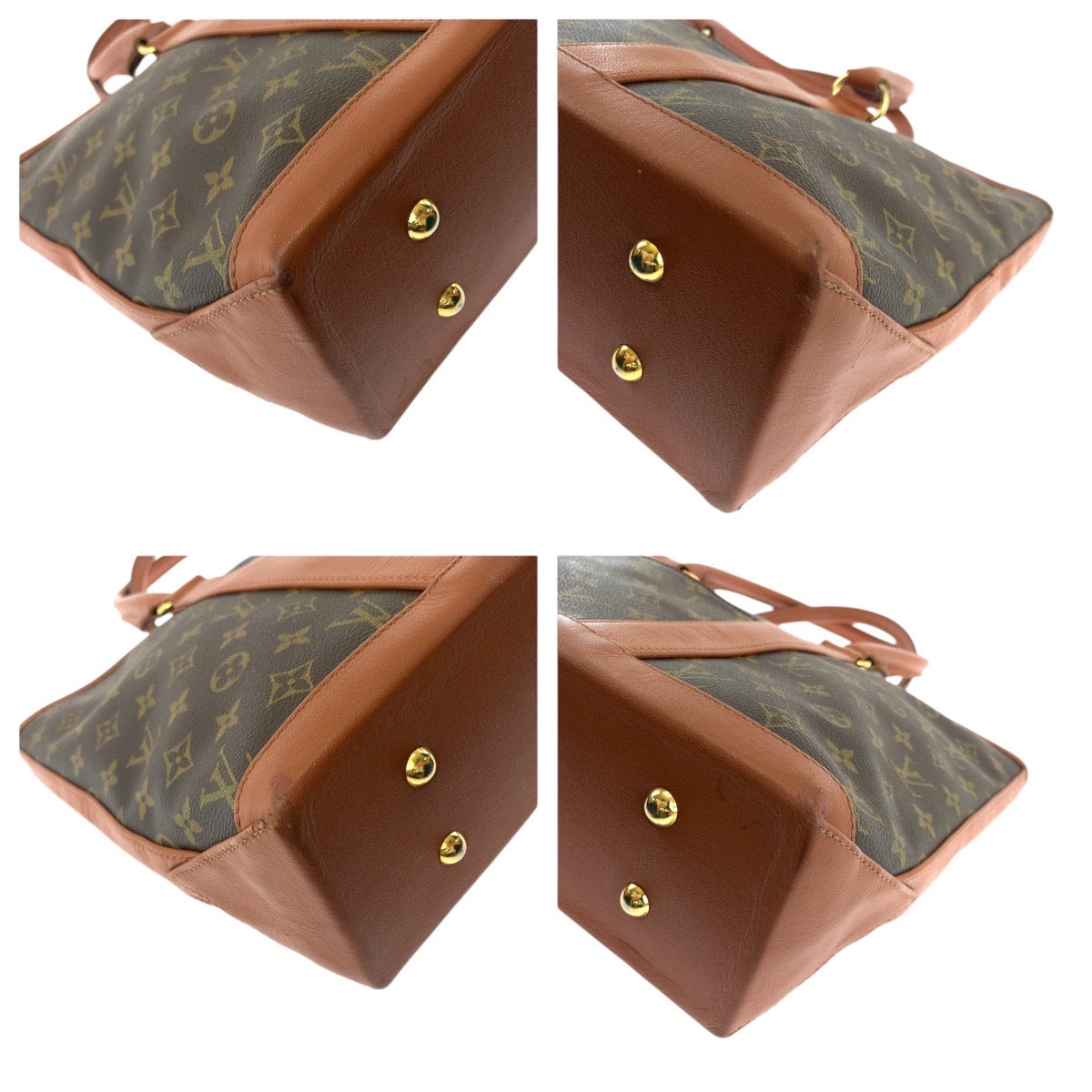LOUIS VUITTON Tote Bag M42425 PVC, Leather Brown Gold Metal Tote Bag Shoulder Bag Monogram suck weekend Women