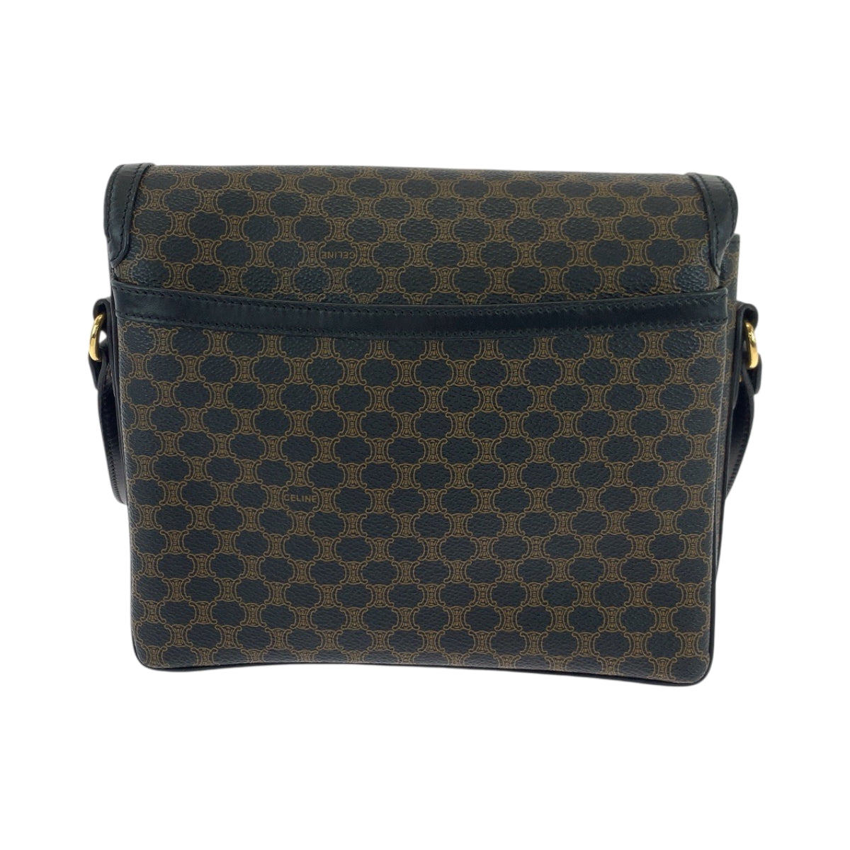 CELINE Shoulder Bag PVC Black Dark Brown Gold Metal Shoulder Bag pochette Macadam Women