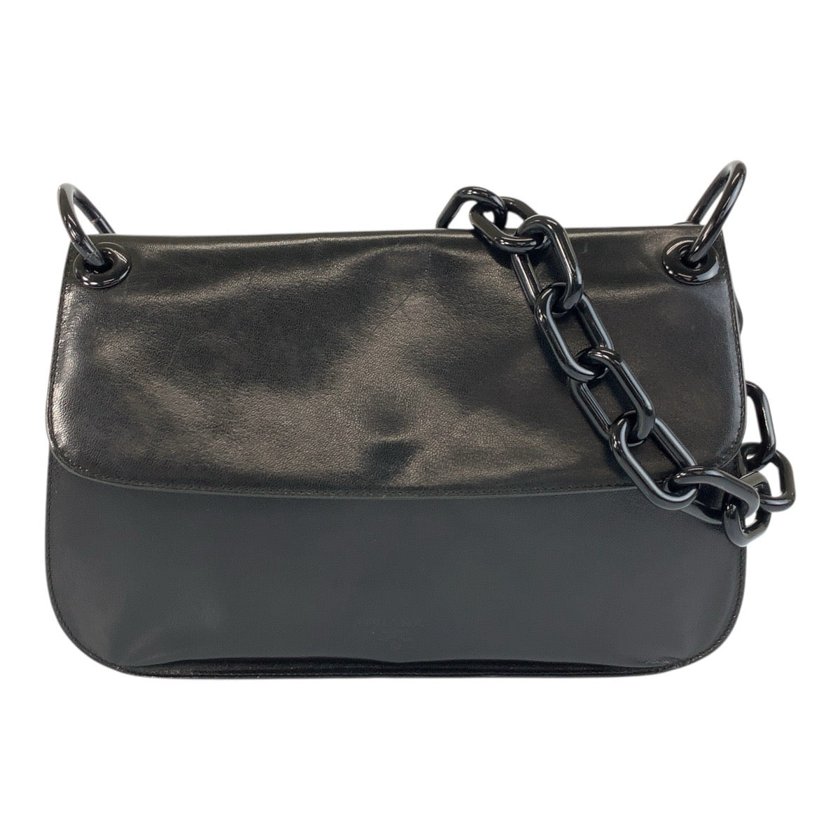 Prada Logo Embossed Leather Shoulder Bag