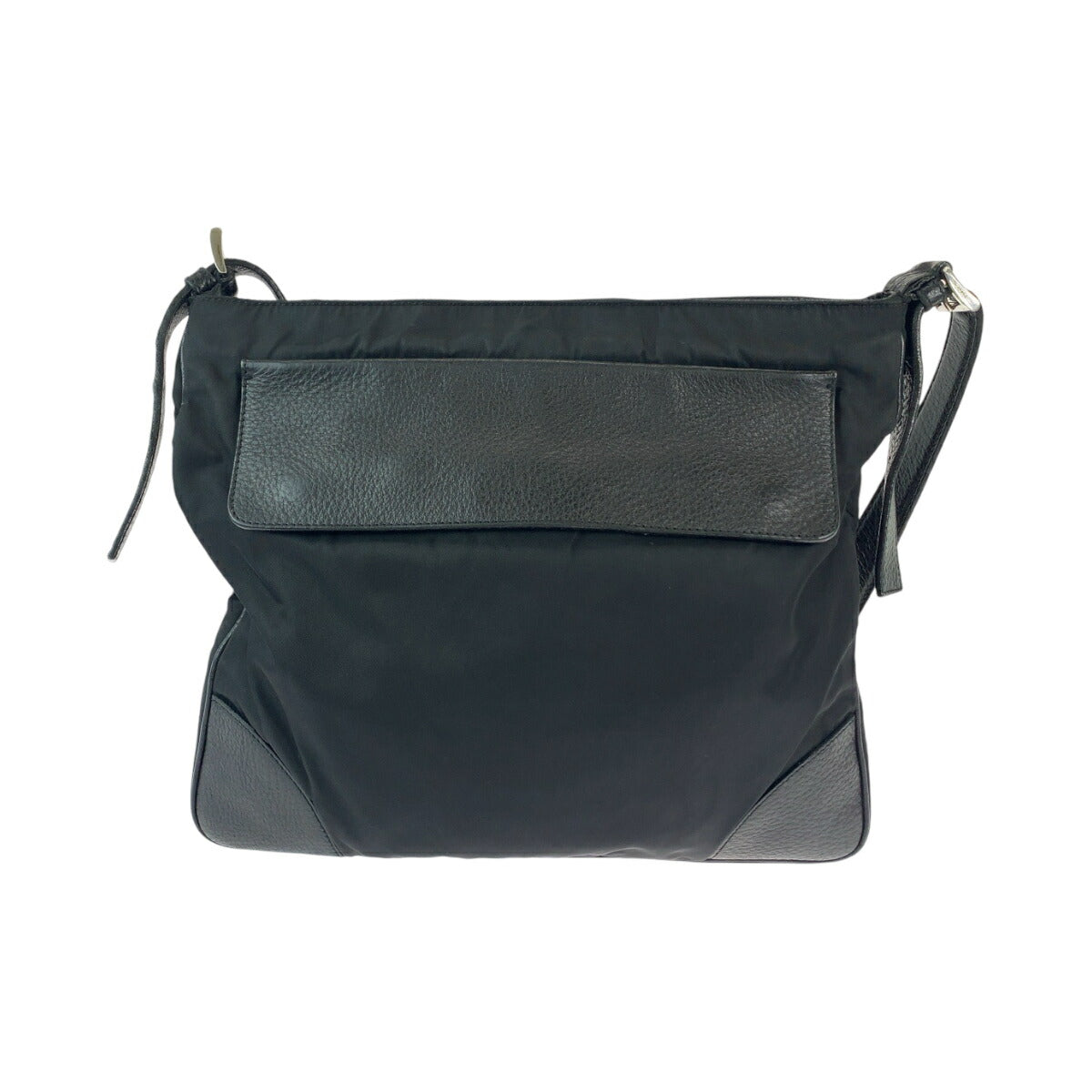 Prada Tessuto Vitello Daino Nylon Leather Shoulder Bag