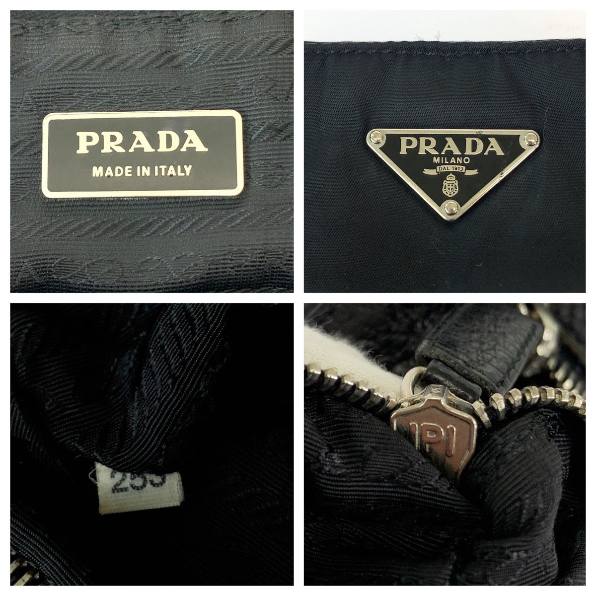 PRADA Shoulder Bag Nylon, Leather Black SilverMetal Shoulder Bag Messenger bag Tessuto Vitello Dino Triangle With logo mens
