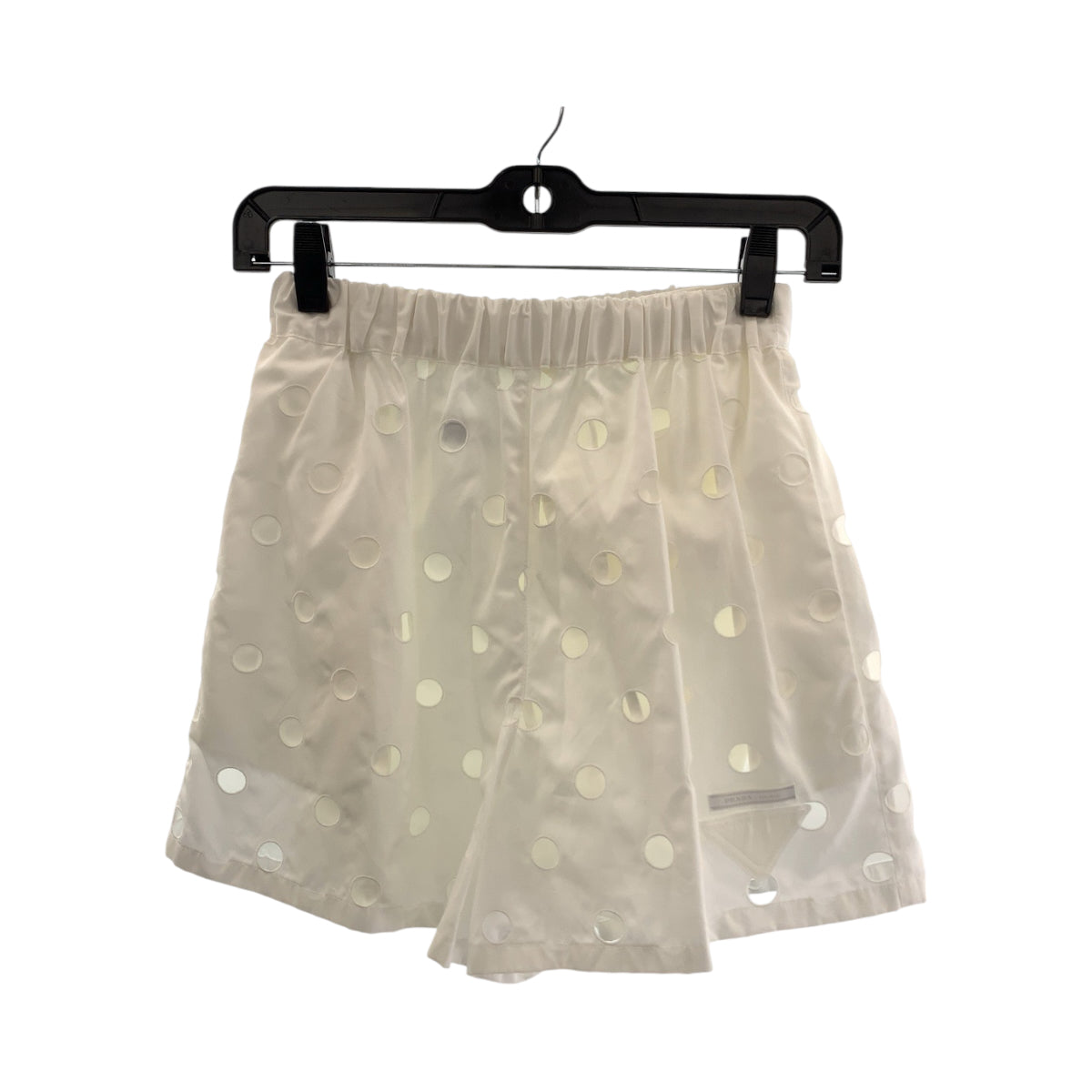 PRADA Shorts cotton white Shorts Half pants with inner Polka Dot Cutwork Women 36