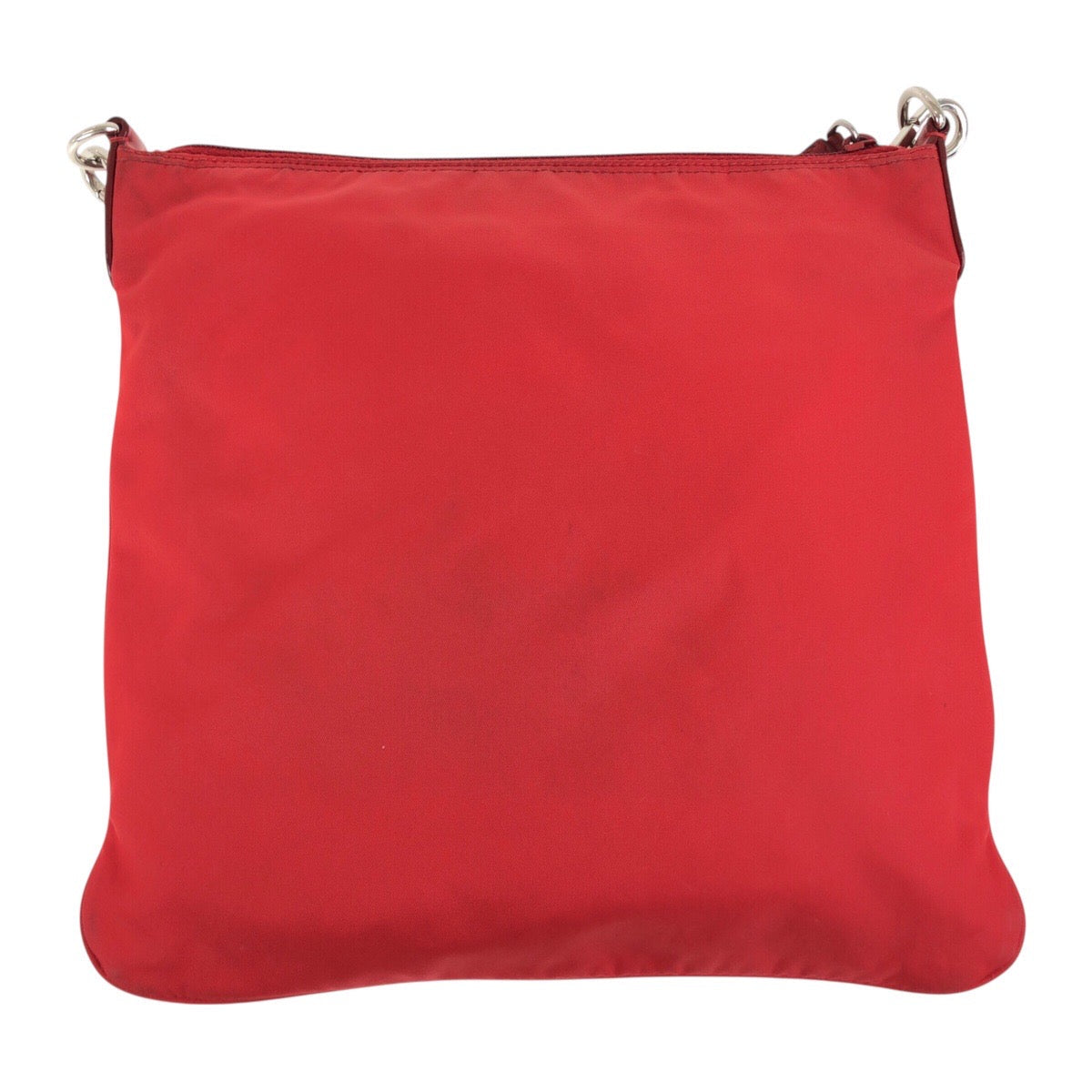 PRADA Shoulder Bag Nylon Red Silver Metal Crossbody Shoulder Bag Test Triangle With logo Women