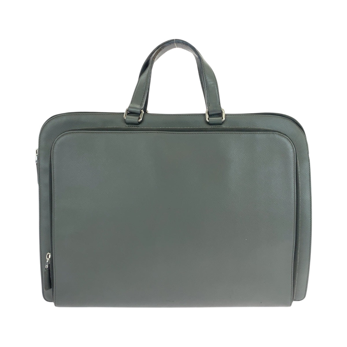 PRADA Business bag VR0078  leather Grey SilverMetal Business bag handbag Safiano Triangle With logo Women