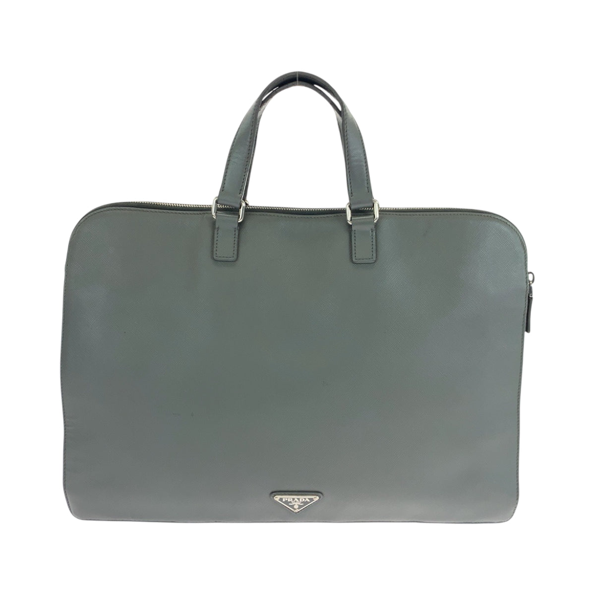 PRADA Business bag VR0078  leather Grey SilverMetal Business bag handbag Safiano Triangle With logo Women