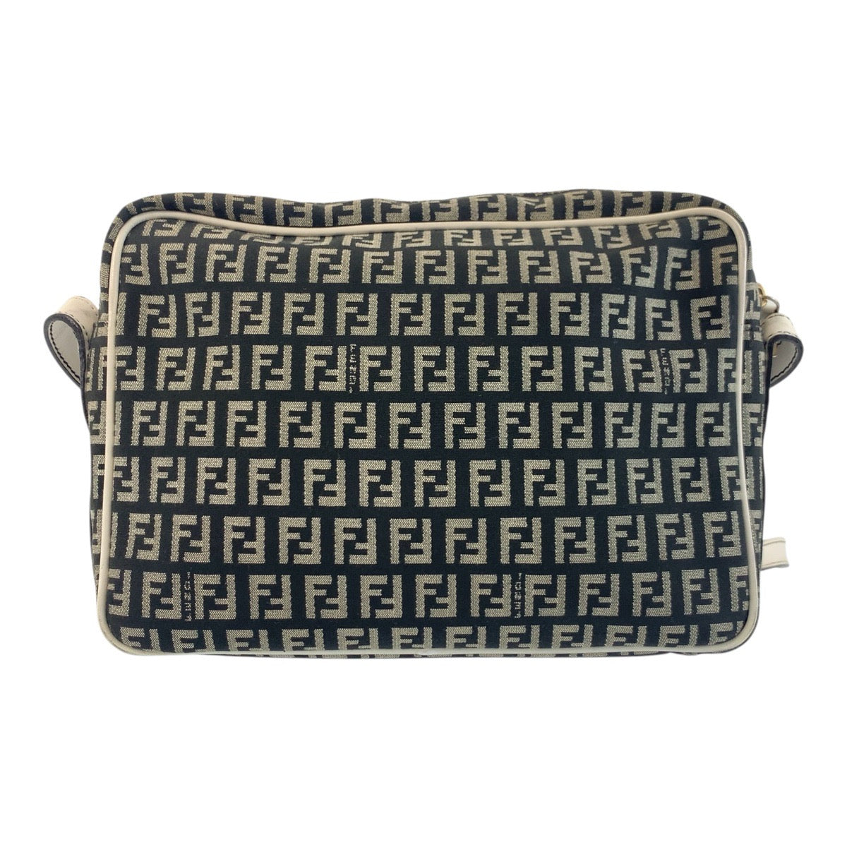 FENDI Shoulder Bag Canvas, Leather Black White Gold Metal Shoulder Bag pochette Zucchino Mamma Women