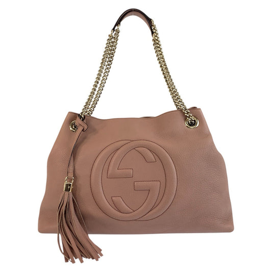GUCCI Shoulder Bag 308982 leather Pink Beige Gold Metal ChainShoulder Bag Tote Bag Soho Women