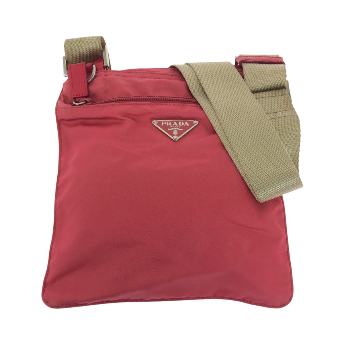 PRADA Shoulder Bag Nylon pink beige Shoulder Bag Sacoche Test Triangle With logo Women