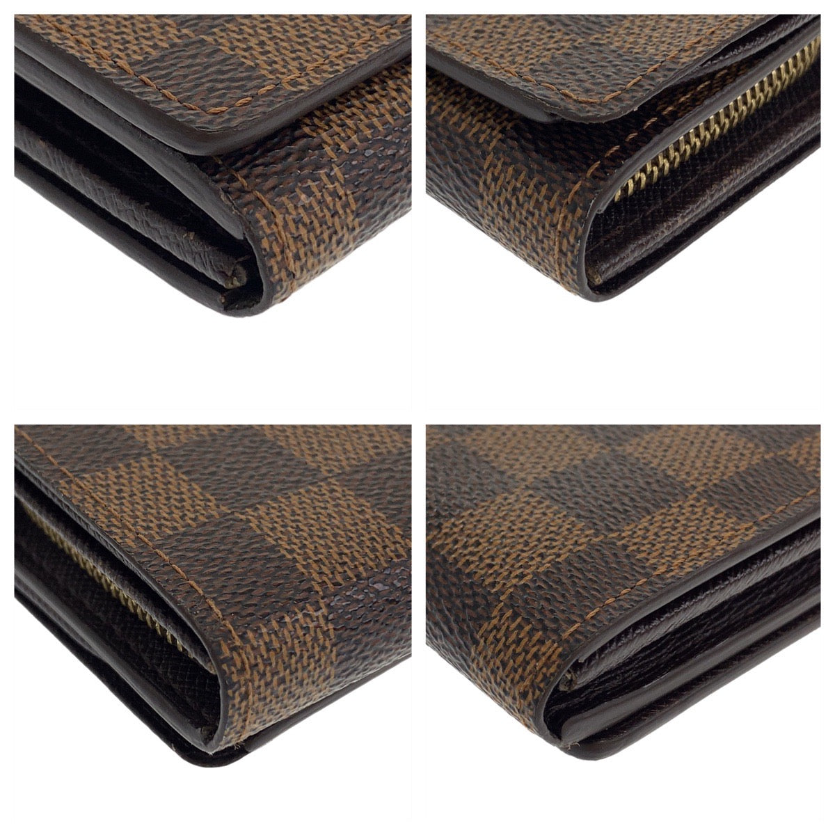LOUIS VUITTON Bifold Wallet N61730 PVC Brown Gold Metal Folding wallet Compact wallet Damier Portefeuille Tresol Women