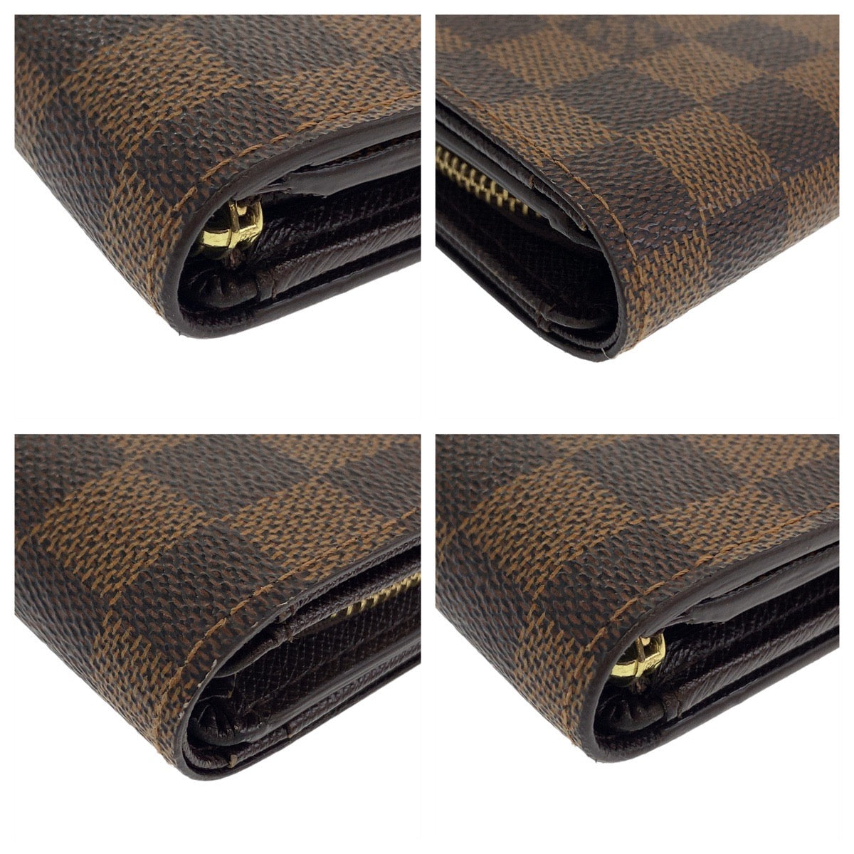 LOUIS VUITTON Bifold Wallet N61730 PVC Brown Gold Metal Folding wallet Compact wallet Damier Portefeuille Tresol Women