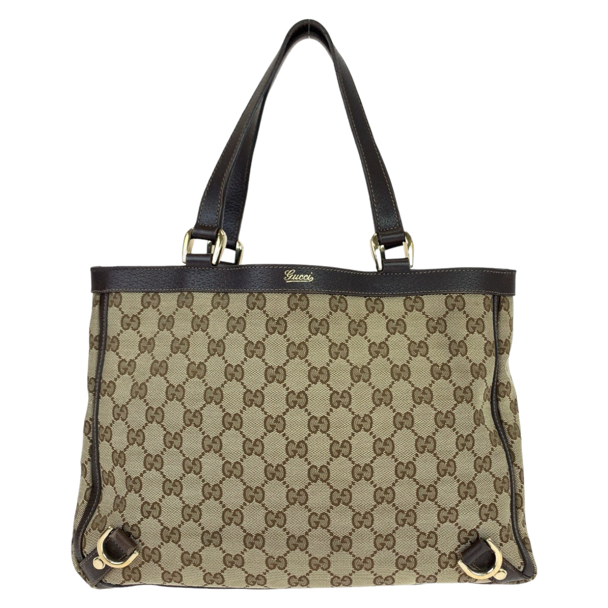 GUCCI Tote Bag 170004 GG canvas, leather Beige Brown Gold Metal Tote Bag Shoulder Bag Abbey Women