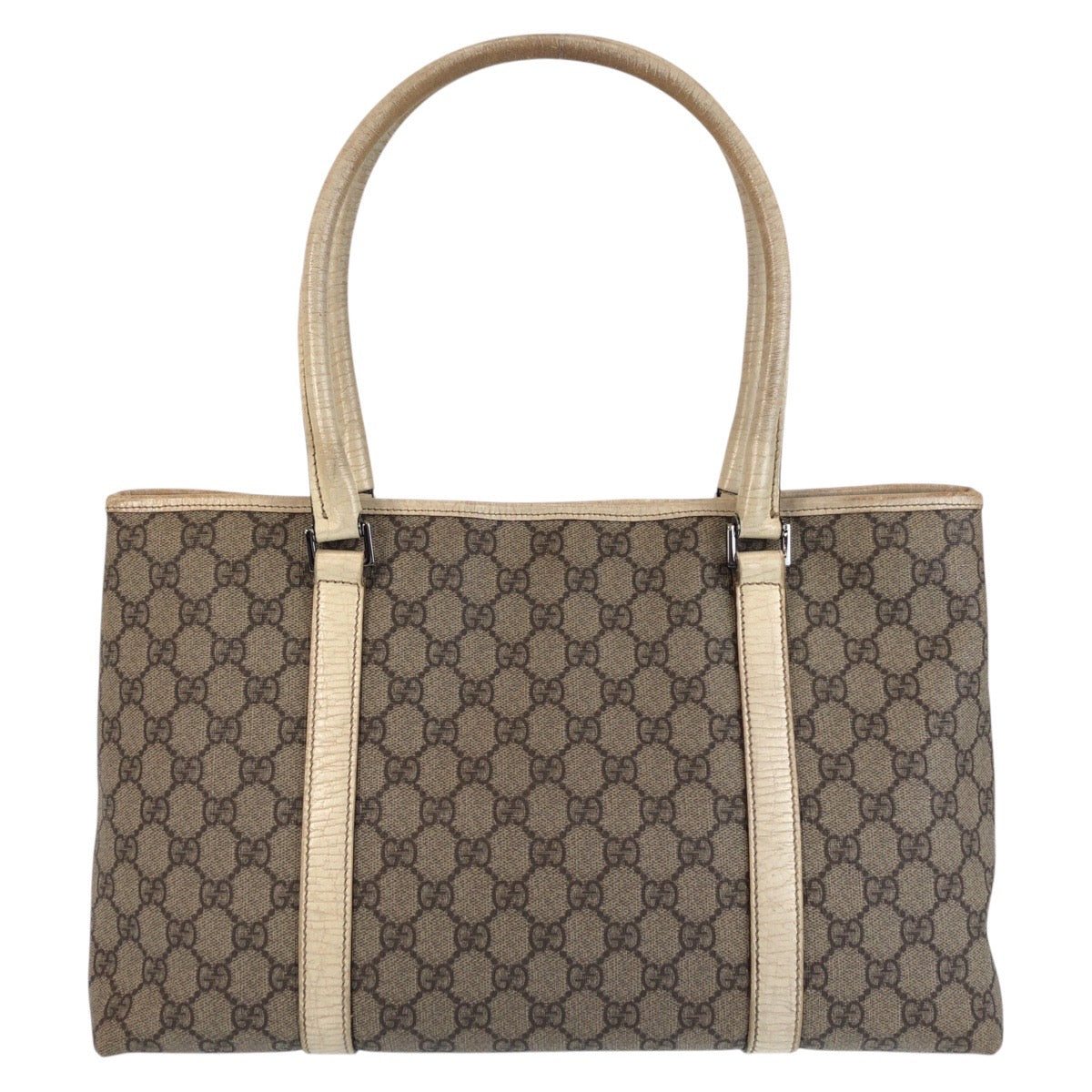 GUCCI Tote Bag 114595 GG canvas, leather Beige White Tote Bag Shoulder Bag Women