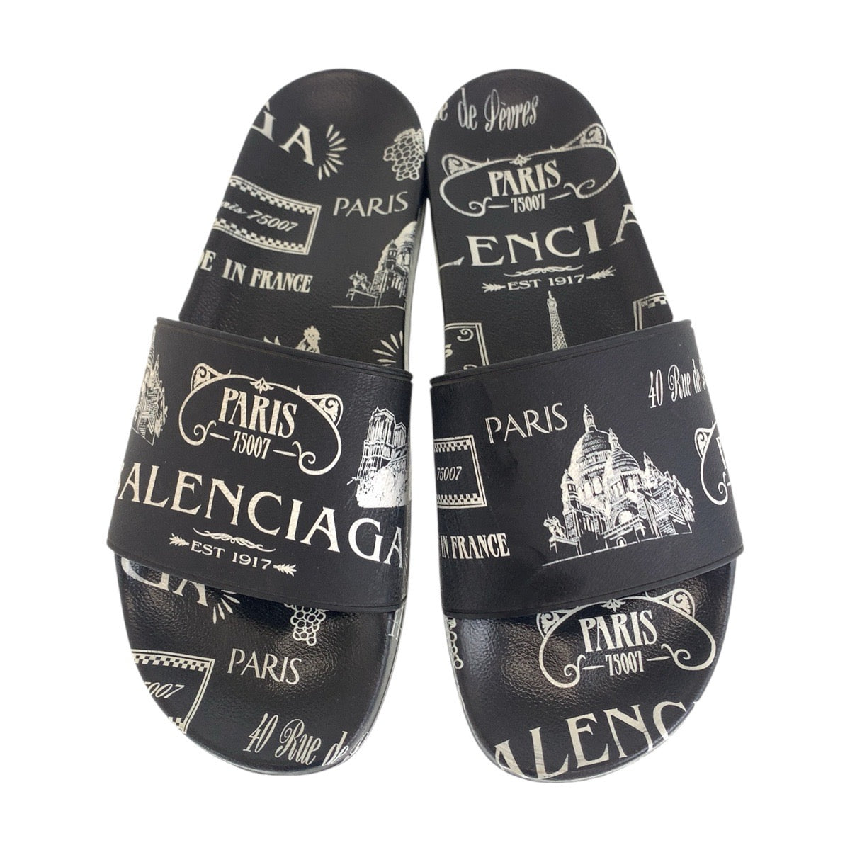 BALENCIAGA Sandals Rubber Two-tone (black) Sandals Slippers Slides Size: 12/11.6" mens 45