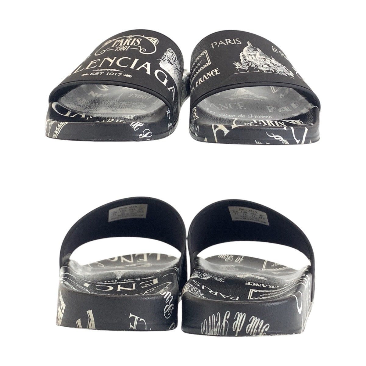 BALENCIAGA Sandals Rubber Two-tone (black) Sandals Slippers Slides Size: 12/11.6" mens 45