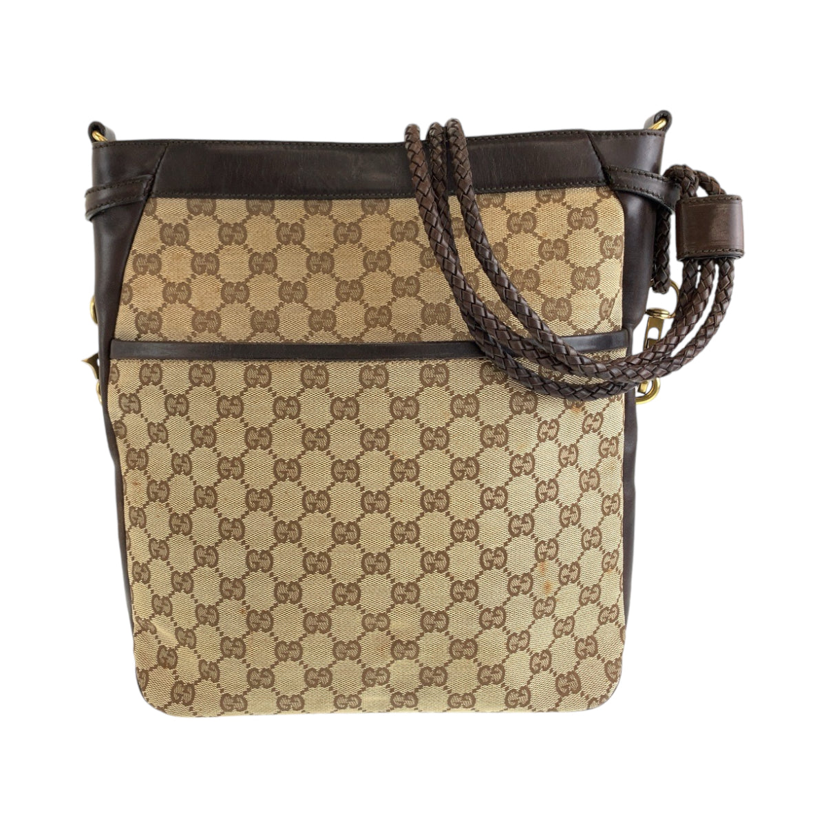 GUCCI Shoulder Bag 109097 GG canvas Brown Gold Metal Shoulder Bag Messenger bag Women