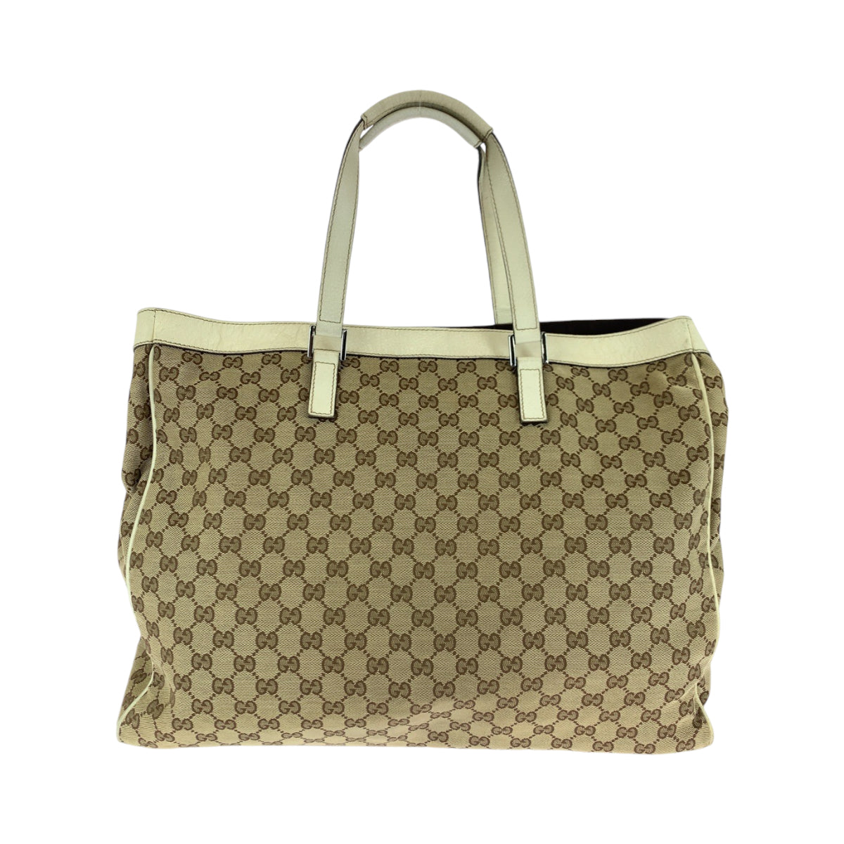 GUCCI Tote Bag 153213 GG canvas Beige White SilverMetal Tote Bag Shoulder Bag Women