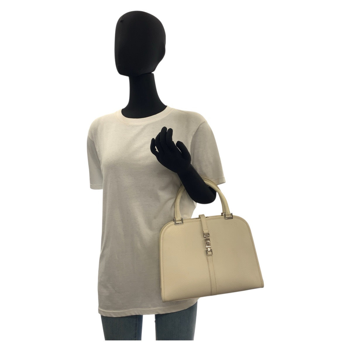 GUCCI Handbag 002 1071 leather White SilverMetal Jackie Women