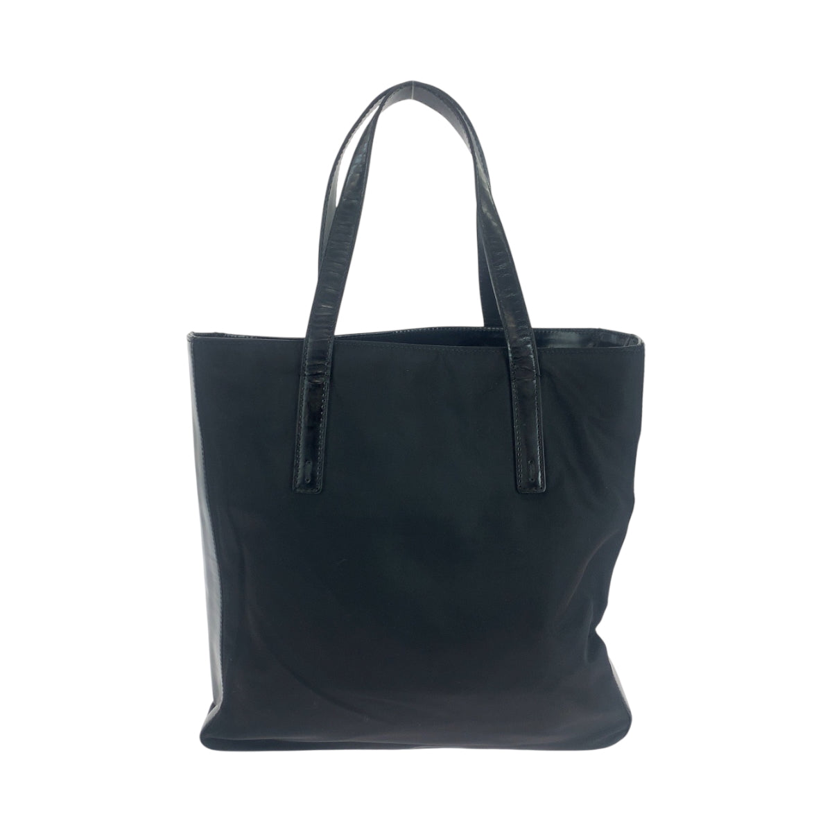 PRADA Tote Bag Nylon, Patent Leather Black SilverMetal Tote Bag Shoulder Bag Test logo Women