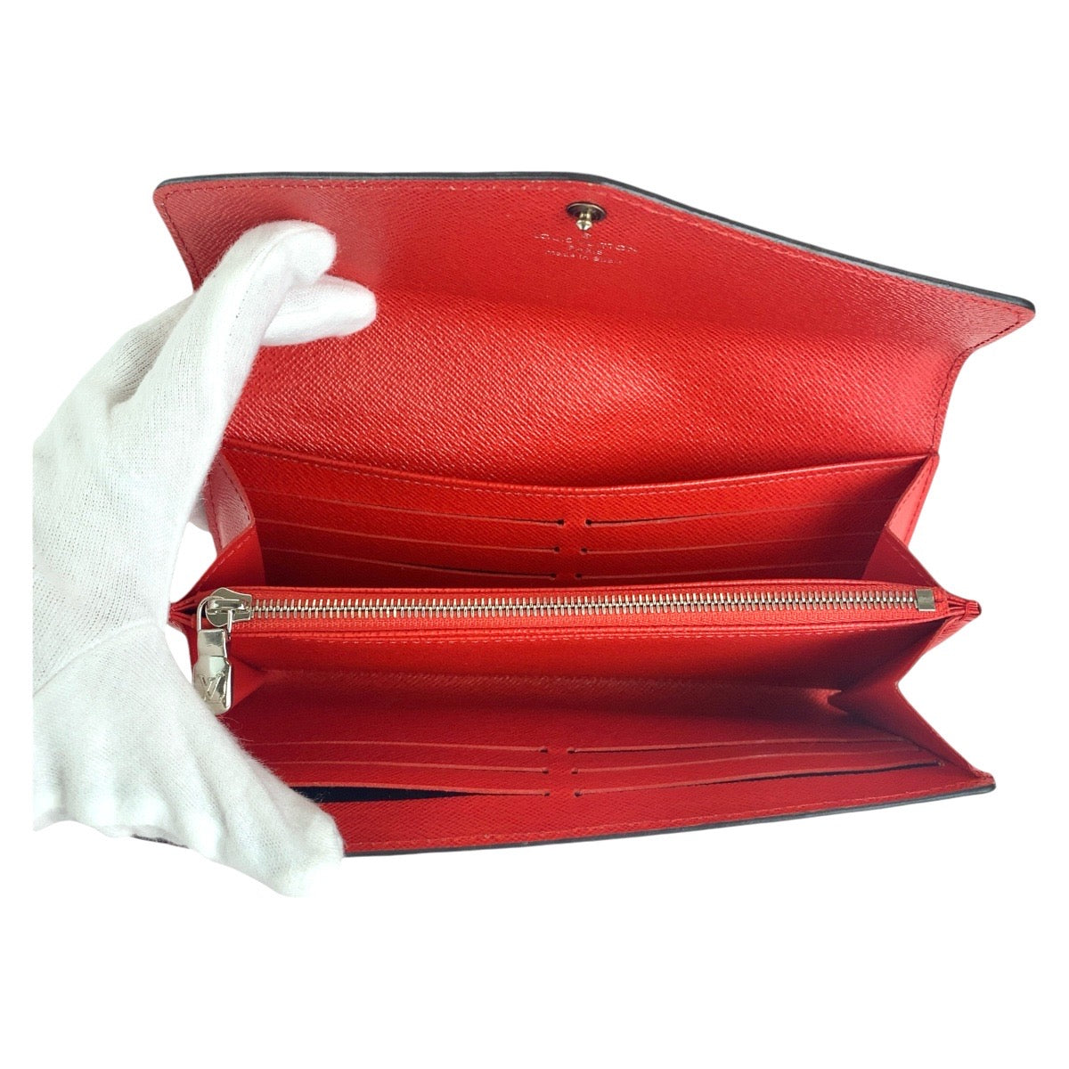 LOUIS VUITTON Long Wallet Purse M60723 leather Coquelicot SilverMetal Long wallet Epi Portefeuille Sarah Women