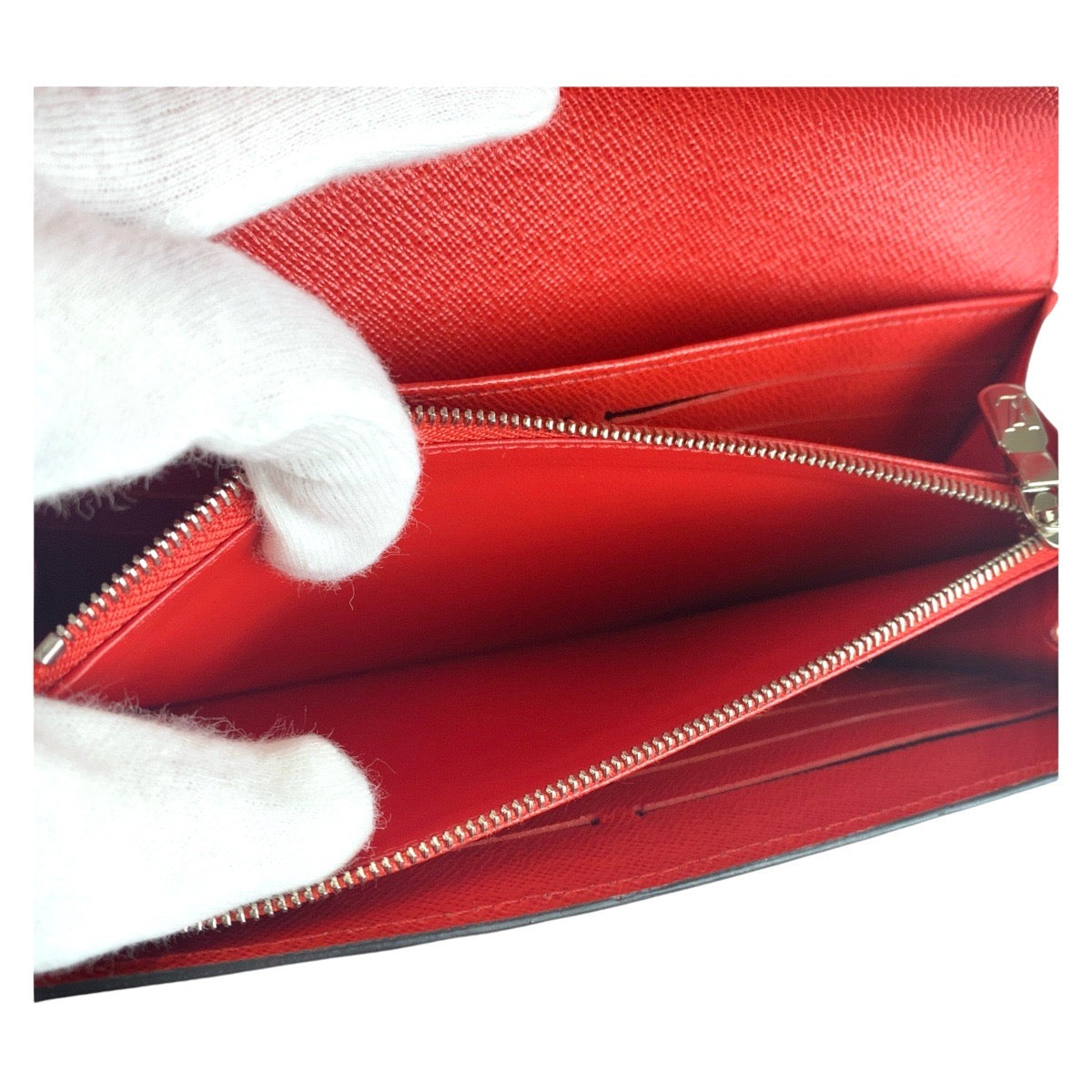 LOUIS VUITTON Long Wallet Purse M60723 leather Coquelicot SilverMetal Long wallet Epi Portefeuille Sarah Women