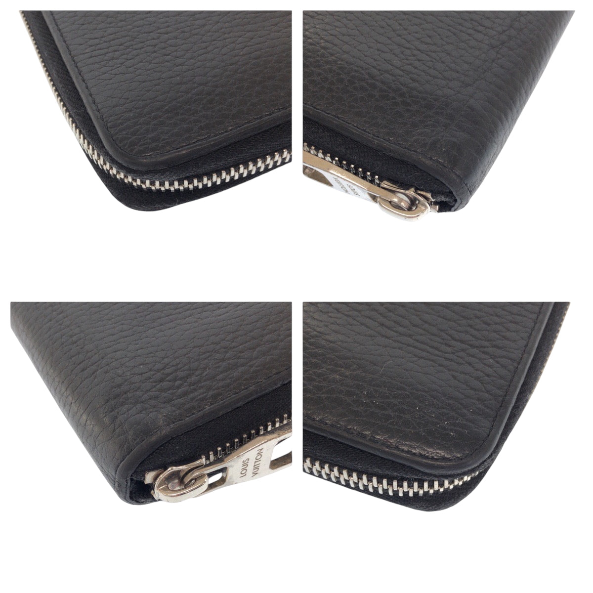 LOUIS VUITTON Long Wallet Purse M58412 leather Black SilverMetal Long Wallet Purse Zip Around Zippy Wallet Vertical mens