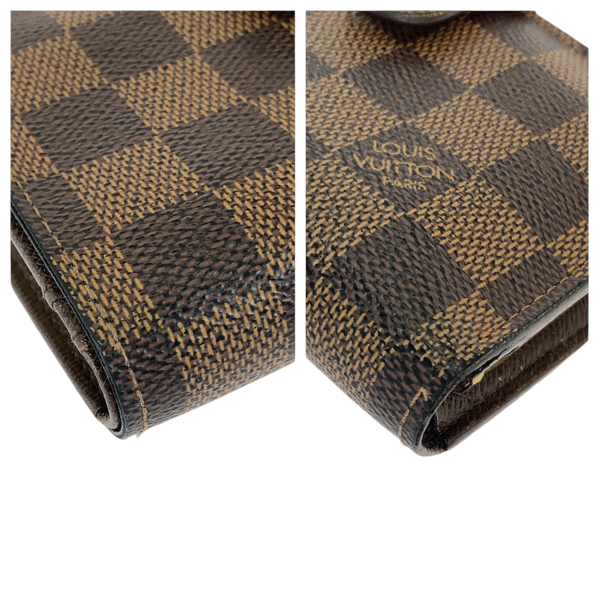 LOUIS VUITTON Bifold Wallet N61674 PVC Brown Gold Metal Purse Folding Wallet Compact Wallet Damier Ebene Portefeuille Viennoiserie Women