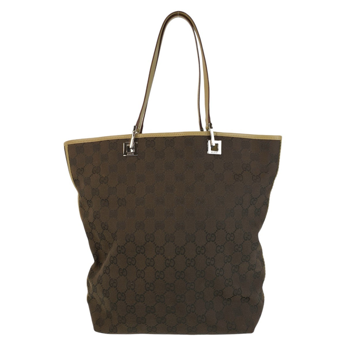 GUCCI Tote Bag 31243 GG canvas, leather Brown Beige SilverMetal Tote Bag Shoulder Bag Women