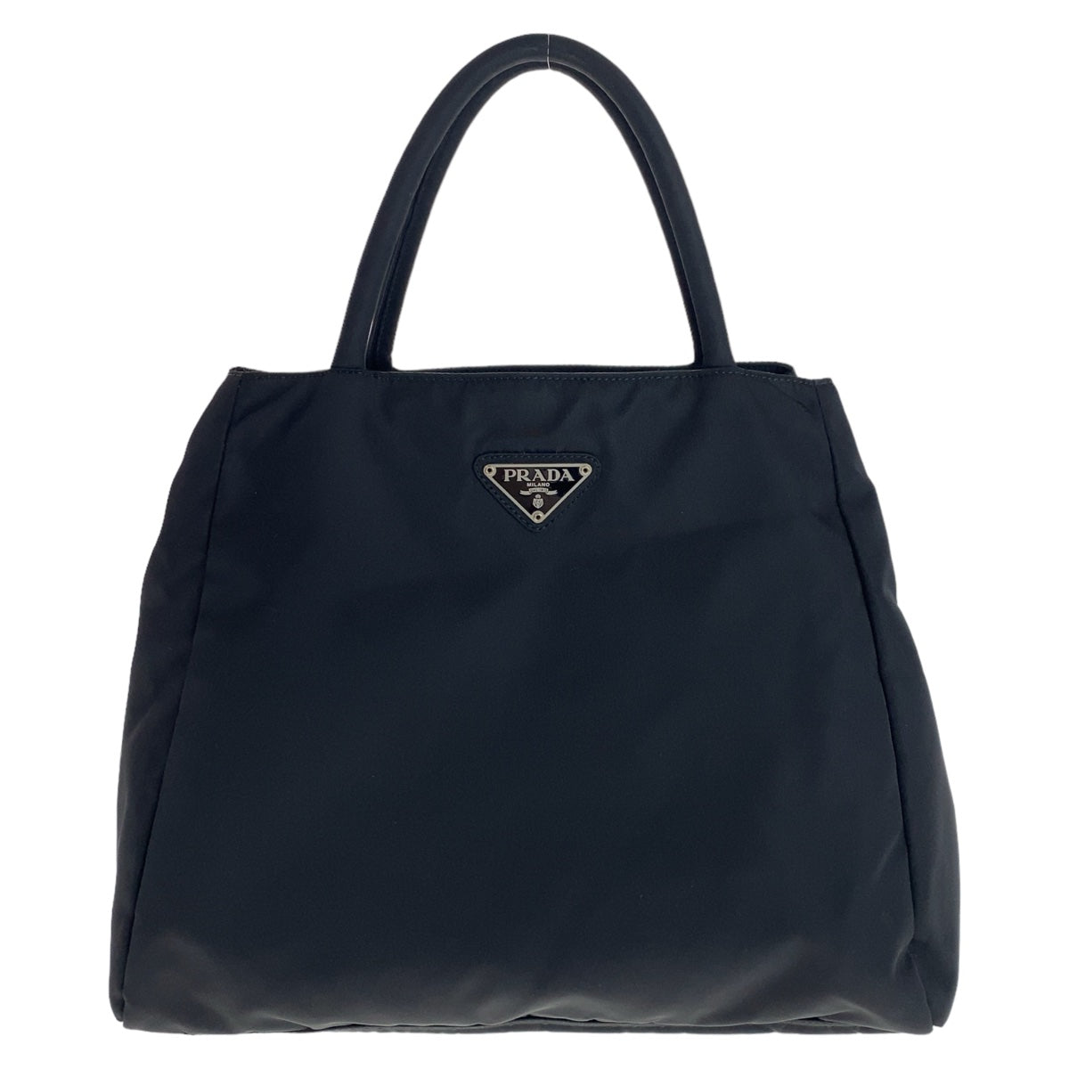 PRADA Tote Bag Nylon Black Silver Metal Tote Bag handbag Test Triangle With logo Women