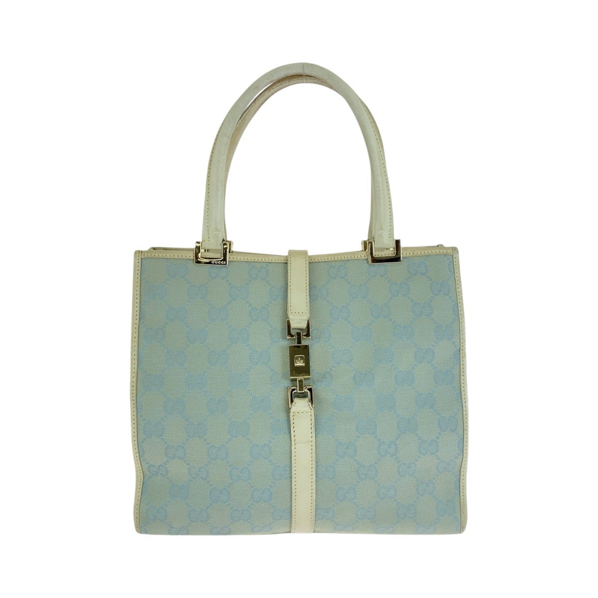 GUCCI Tote Bag 002 5065 GG canvas, leather Light blue Handbag Jackie Women