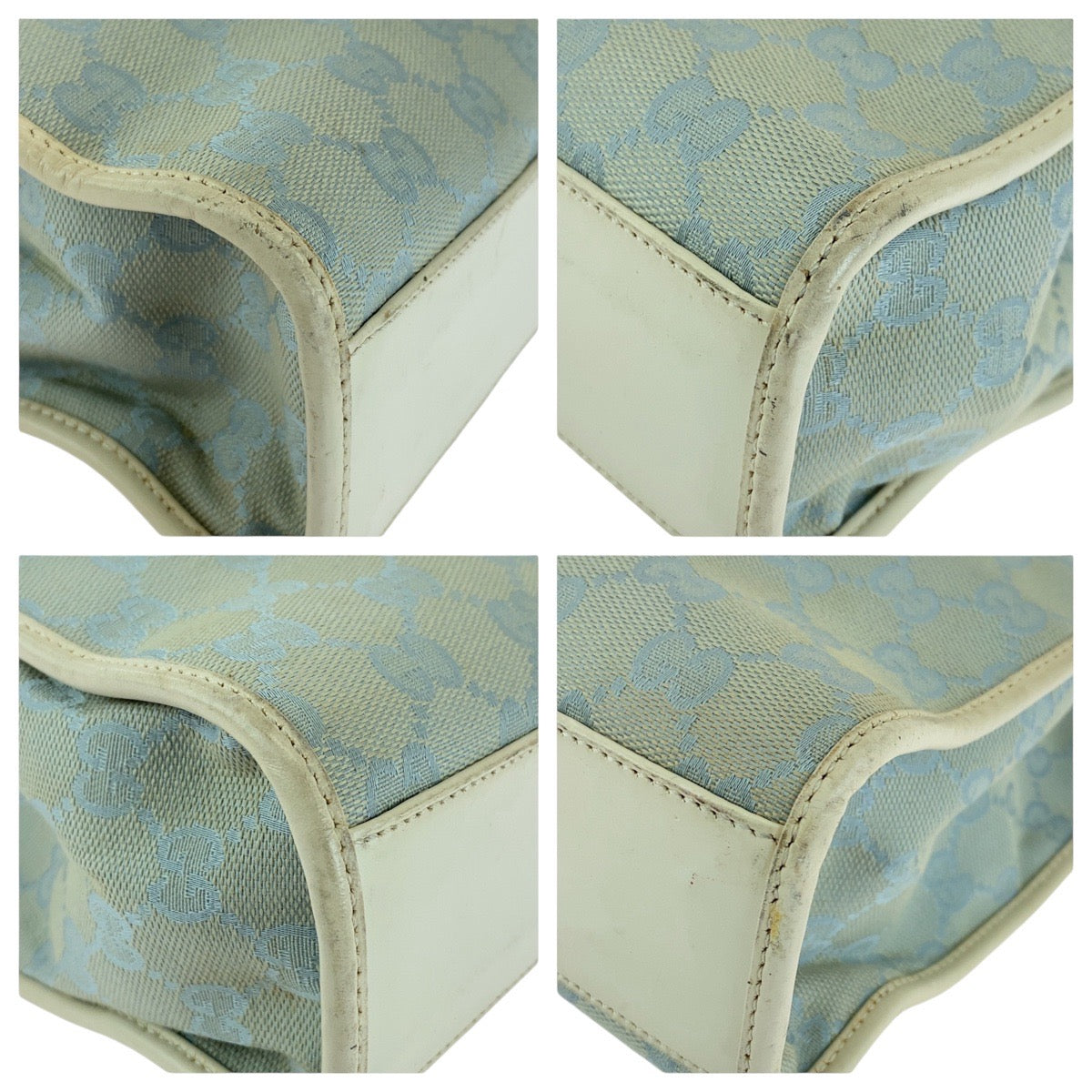 GUCCI Tote Bag 002 5065 GG canvas, leather Light blue Handbag Jackie Women