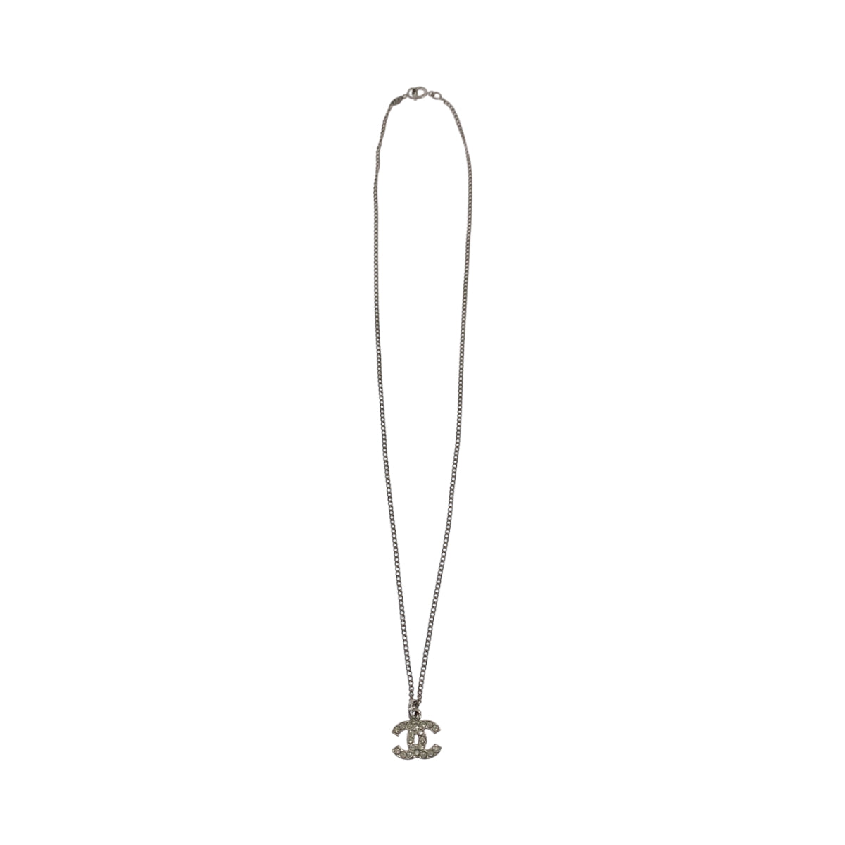 CHANEL Necklace plating Silver COCO Mark rhinestone Women