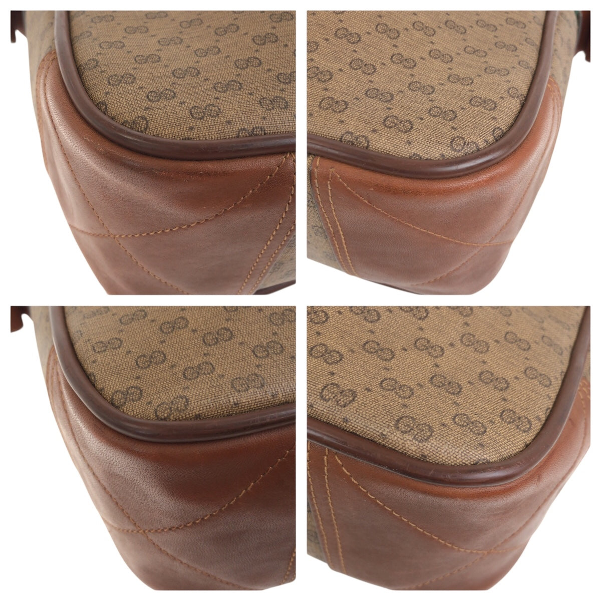 GUCCI Shoulder Bag 019 39 0107 PVC Brown Gold Metal Crossbody Shoulder Bag Unisex Old Gucci Shelly Line mens