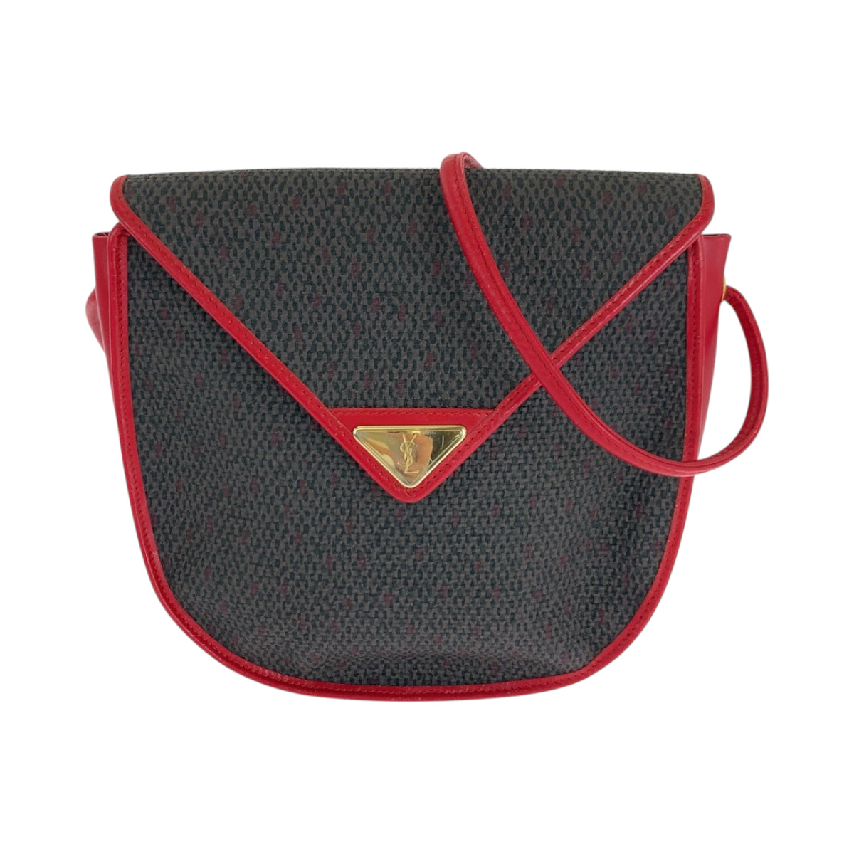 Yves Saint Laurent Shoulder Bag Leather, Canvas Red Purple Gold Metal Shoulder Bag Crossbody YSL logo Women