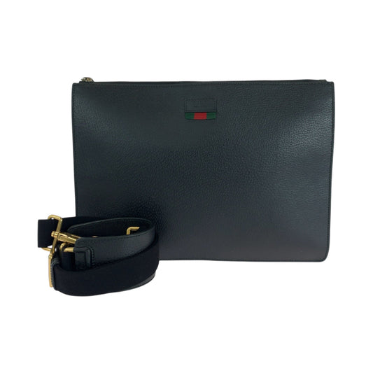 GUCCI Shoulder Bag 450976 leather Black GoldMetal Shoulder Bag Clutch bag 2way Sherry line mens