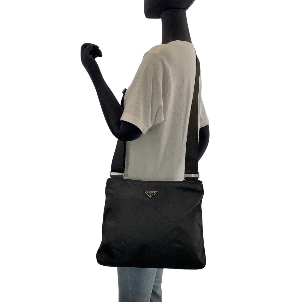 PRADA Shoulder Bag Nylon black Shoulder Bag pochette Test Triangle With logo Women