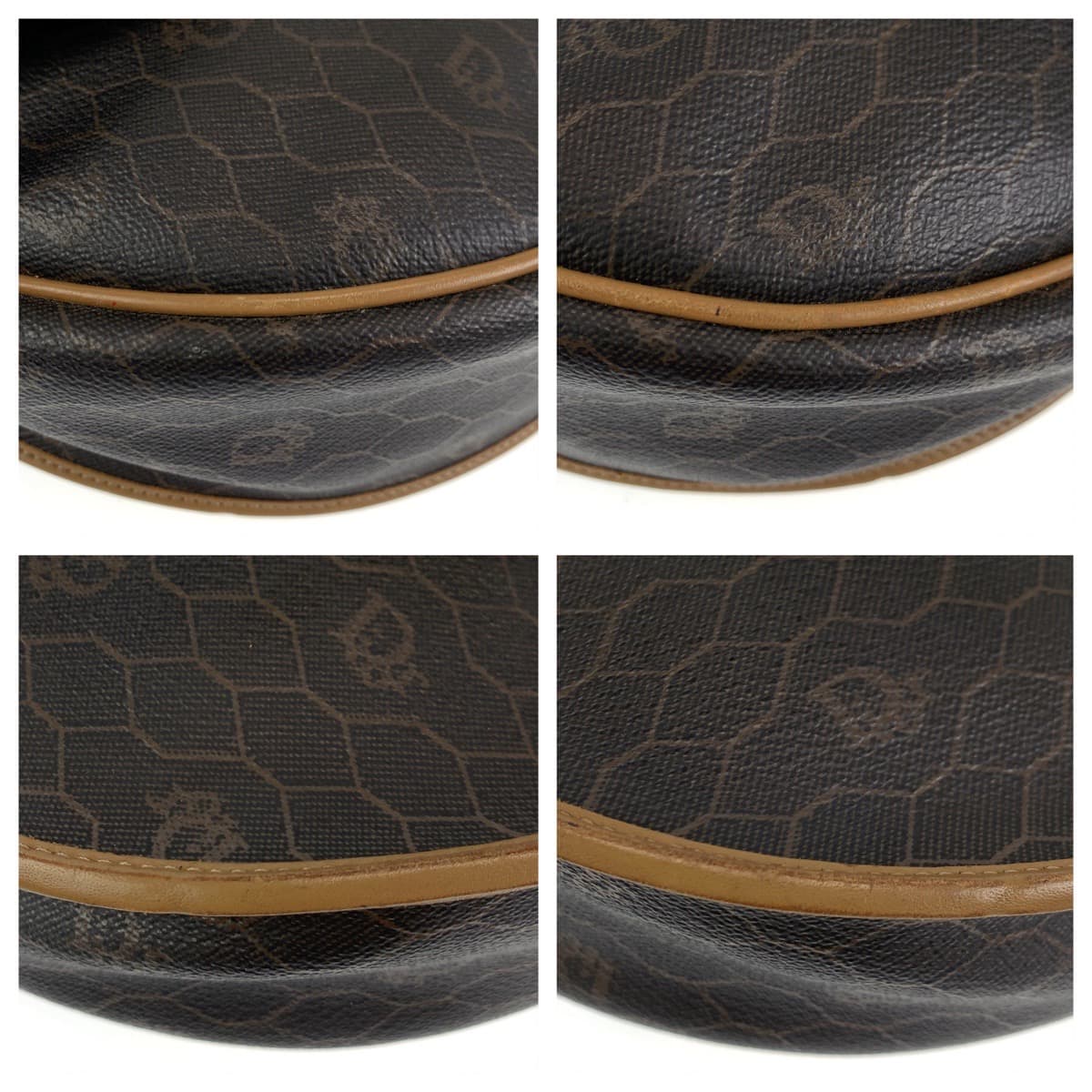 Christian Dior Shoulder Bag leather Brown Shoulder back pochette Honeycomb Pattern Women