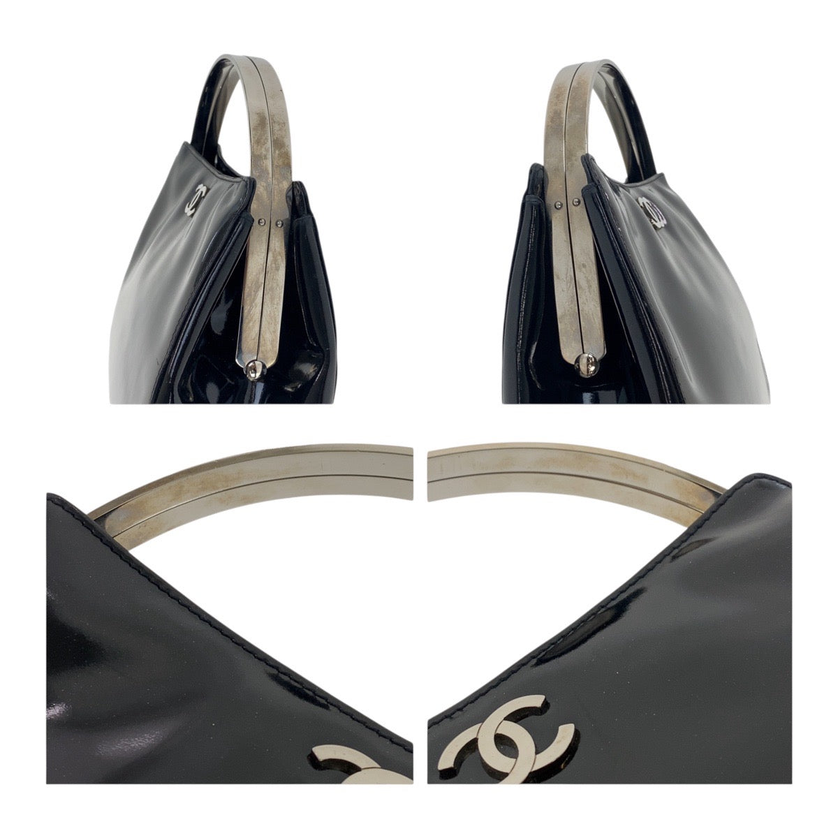 CHANEL Handbag enamel black Handbag Vanity bag Accessory pouch COCO Mark Women