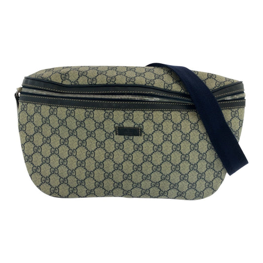GUCCI Shoulder Bag 211110 GG Supreme Canvas Beige Navy SilverMetal