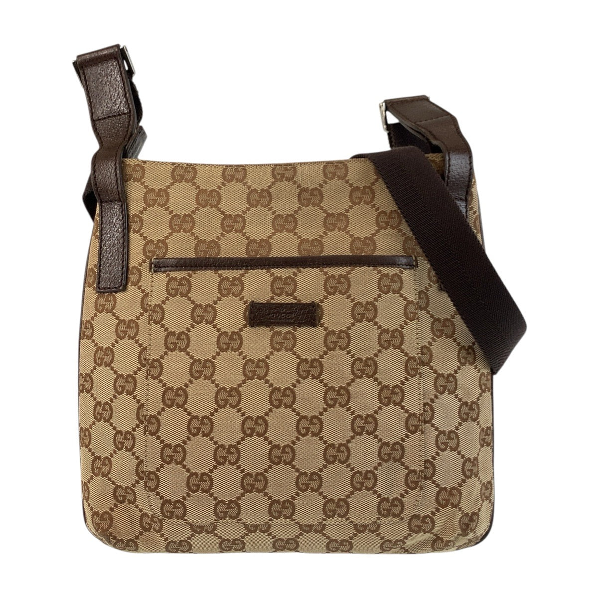 GUCCI Shoulder Bag 122793 GG canvas, leather Beige Brown SilverMetal Shoulder Bag pochette Women