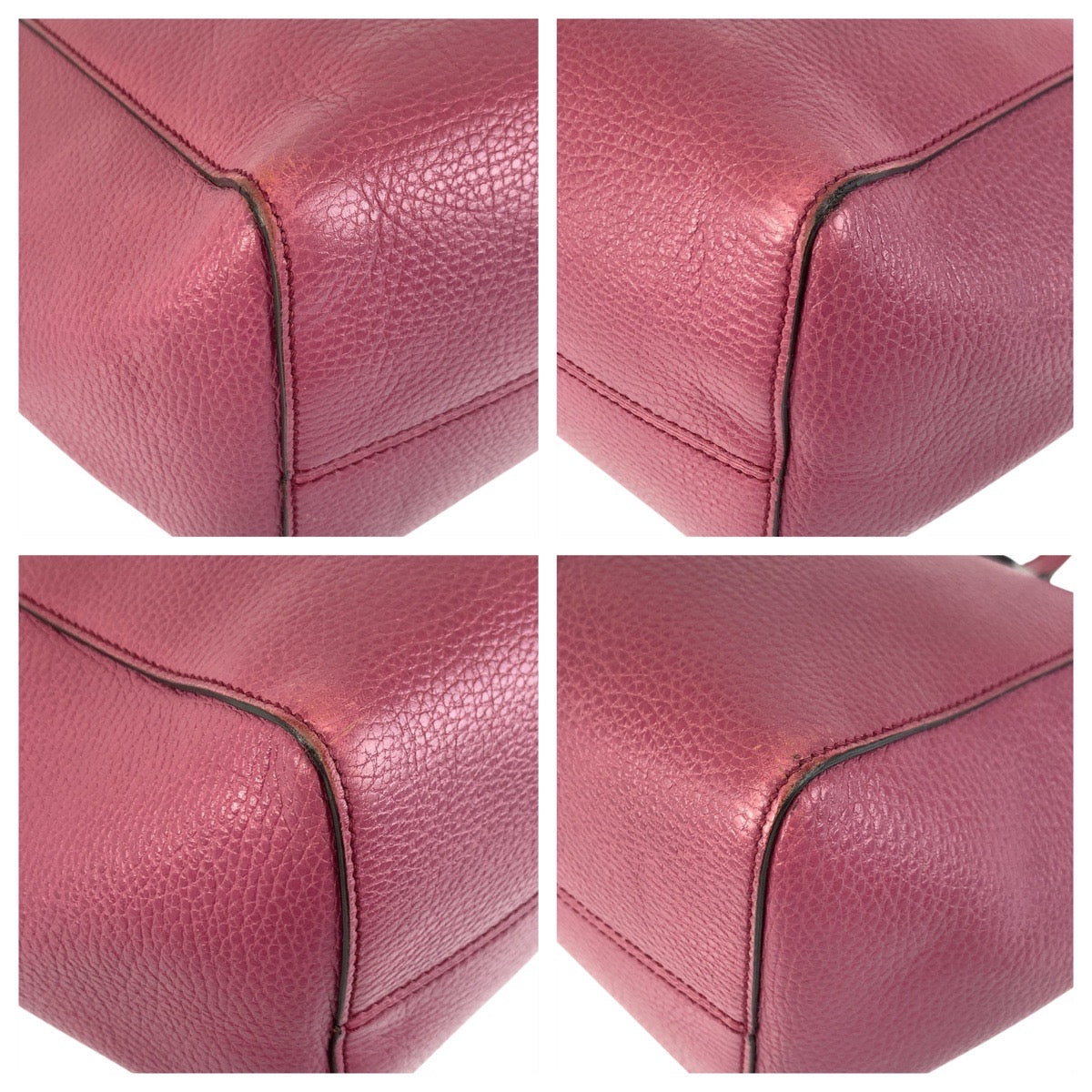 GUCCI Tote Bag 354408 leather Pink Blue Gold Metal Swing