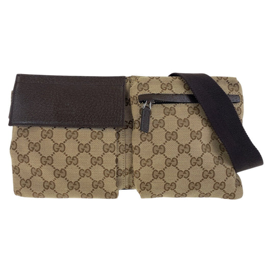 GUCCI Sling bag 28566 GG canvas Beige Brown SilverMetal